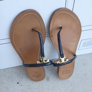 Tory Burch Black and Tan Sandals